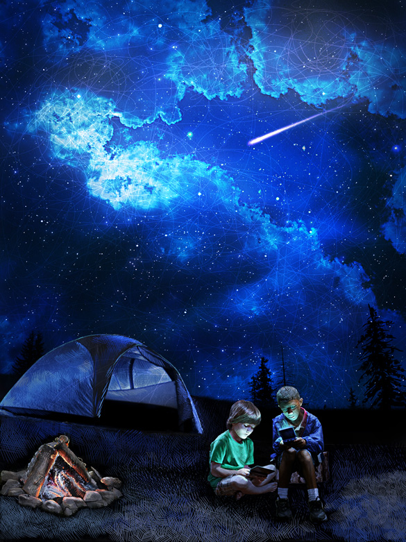 Electronic Age; digital photomanipulation illustration